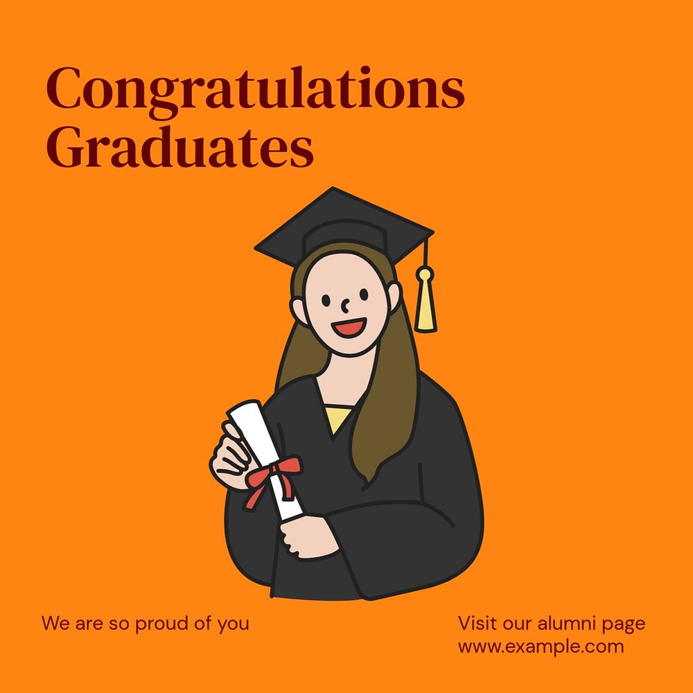 Congratulations graduates Instagram post template, editable text