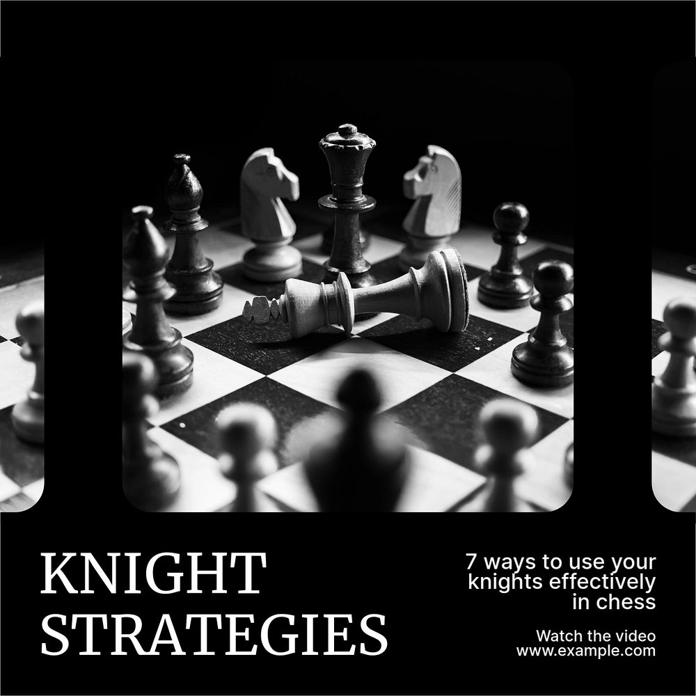 Knight strategy chess Instagram post template, editable text