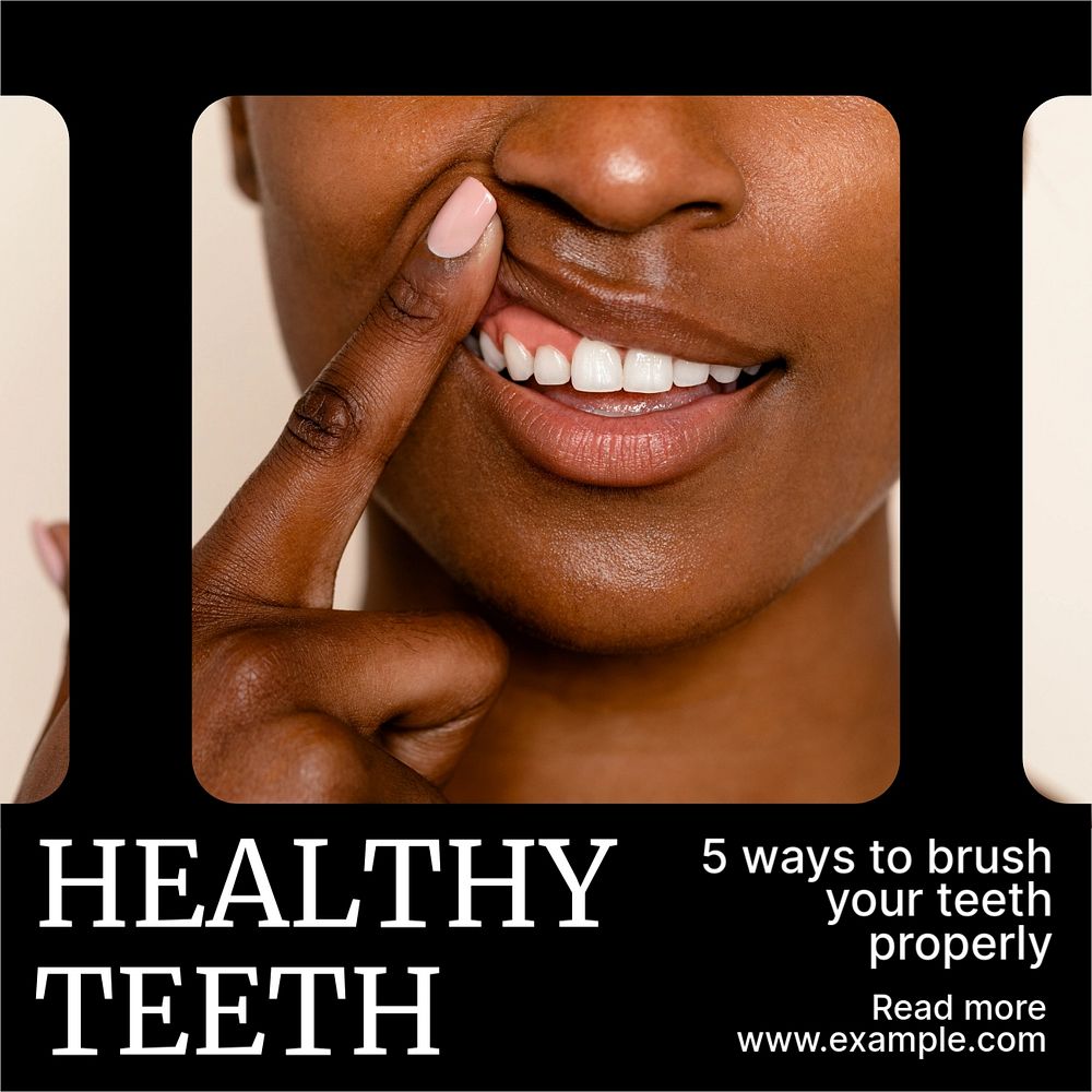 Healthy teeth Instagram post template, editable text