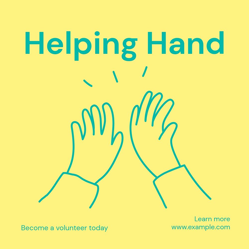 Helping hand Instagram post template, editable text