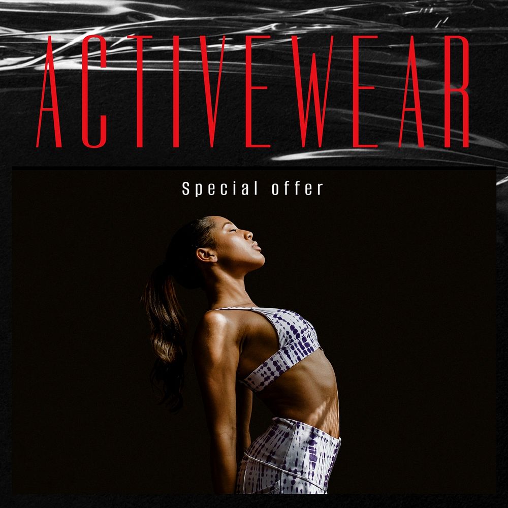 Active wear discount Instagram post template, editable text