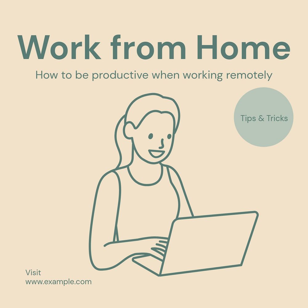 Work from home Instagram post template, editable text