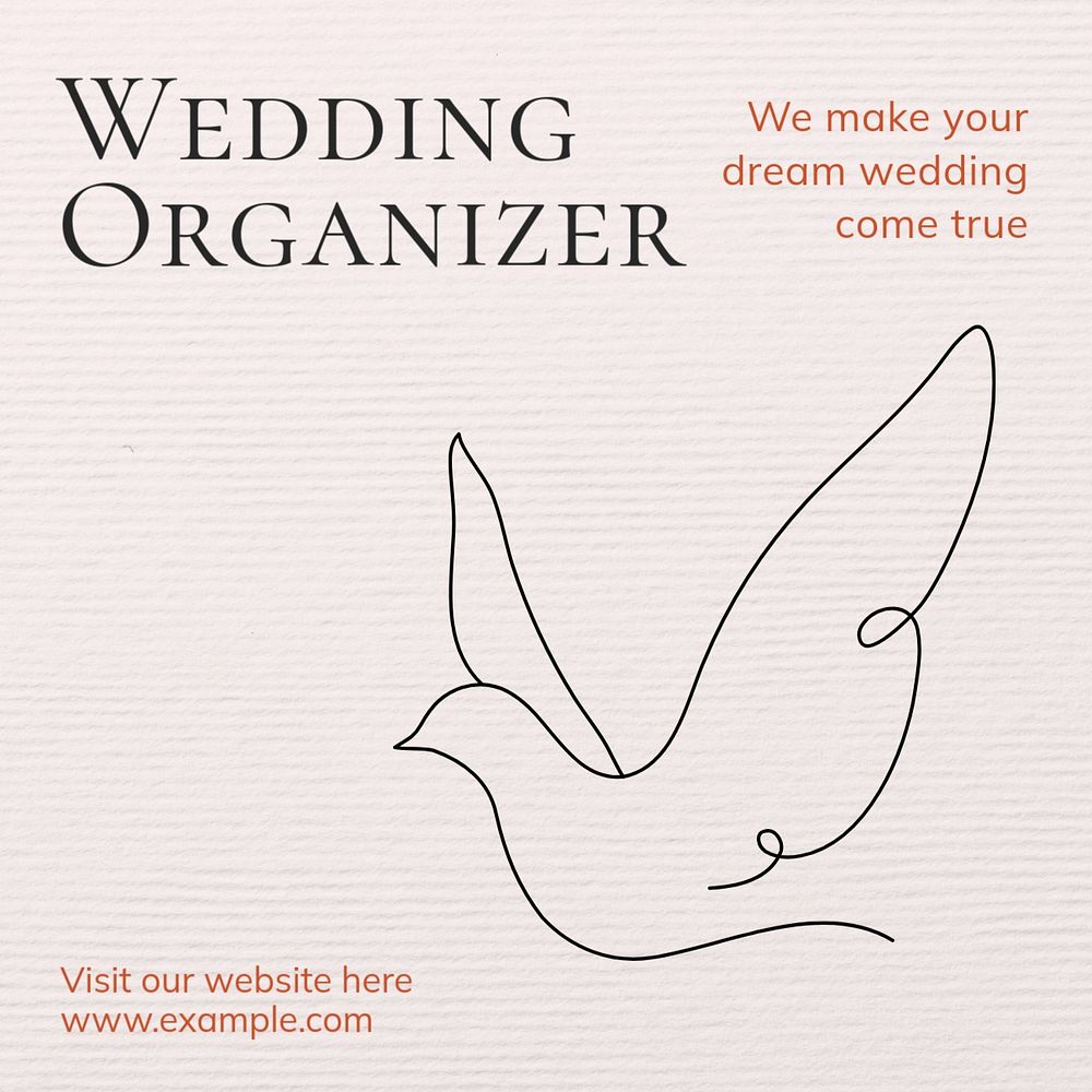 Wedding organizer Instagram post template, editable text