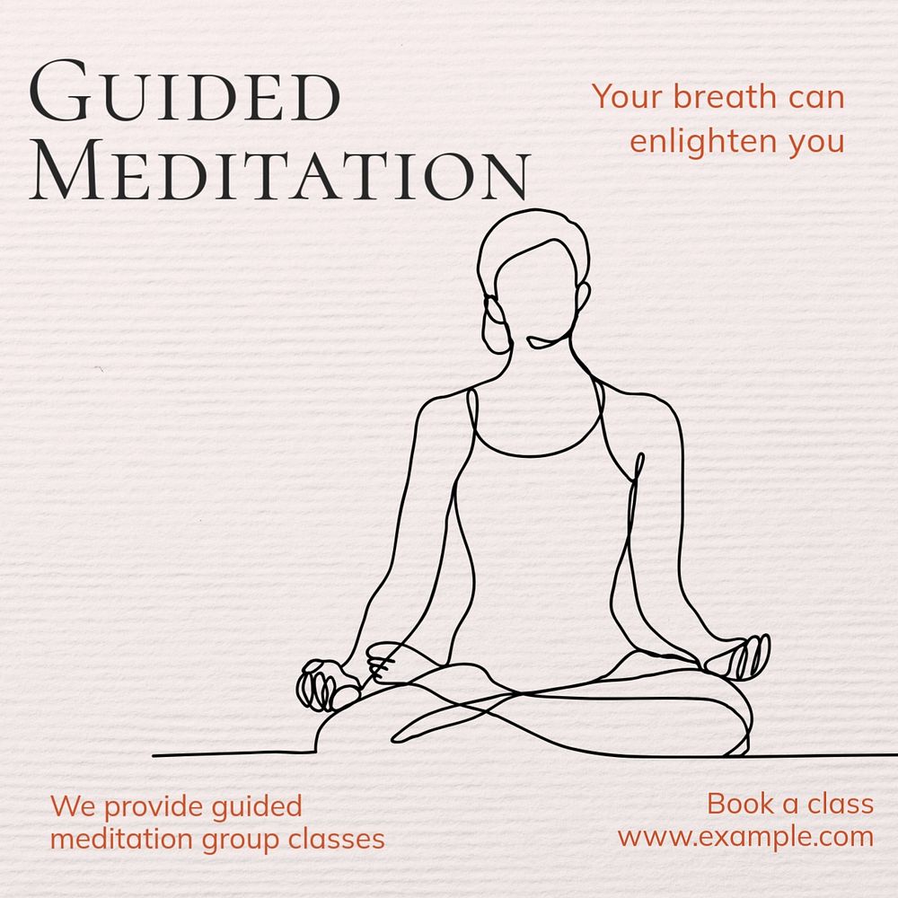 Guided meditation Instagram post template, editable text