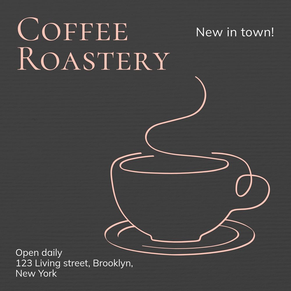 Coffee roastery Instagram post template, editable text