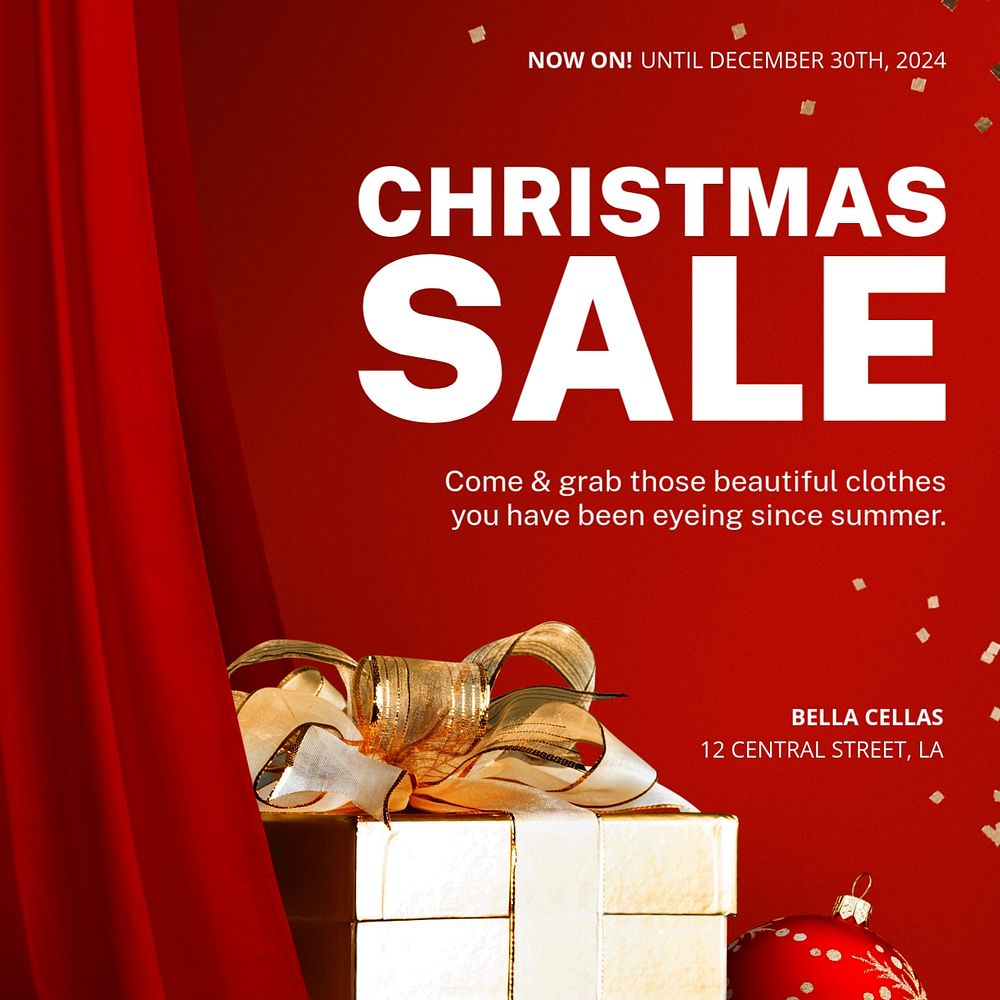 Christmas sale Instagram post template, editable text