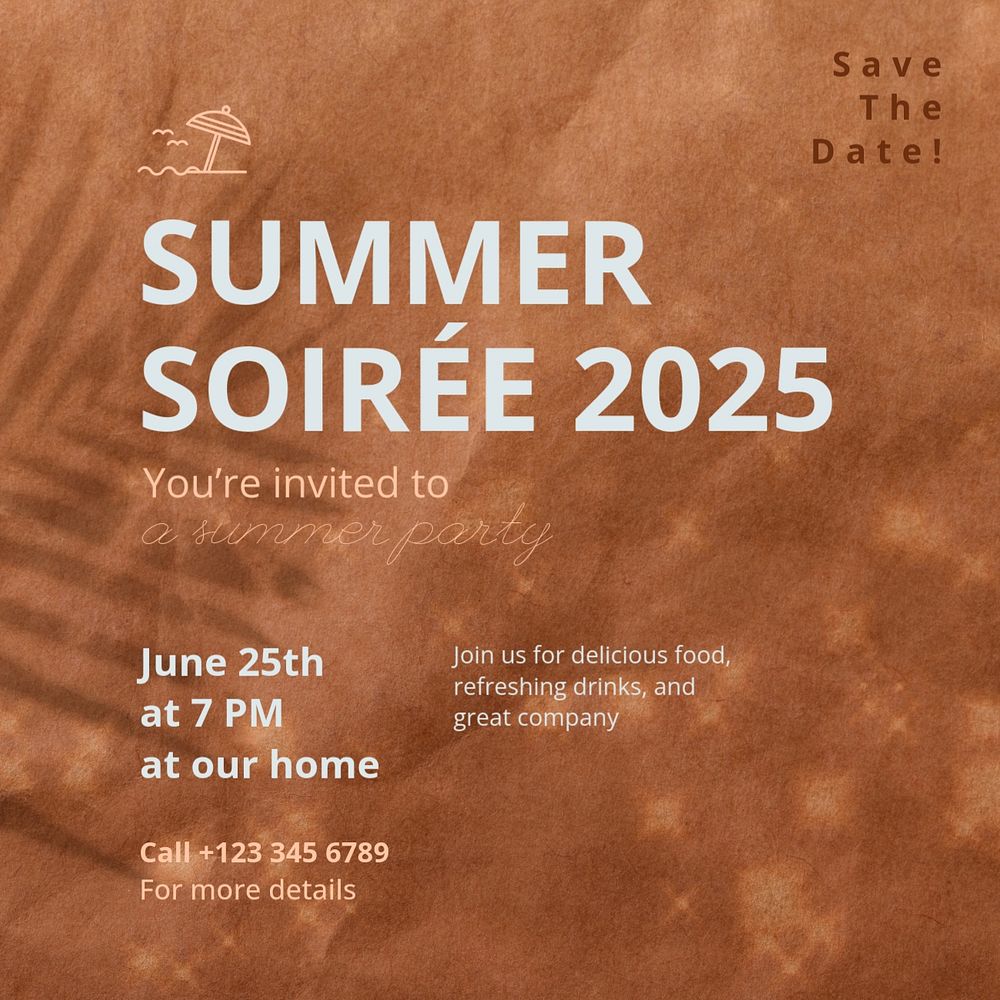 Summer party Instagram post template, editable design