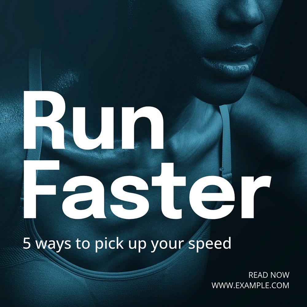 Run faster Instagram post template, editable text