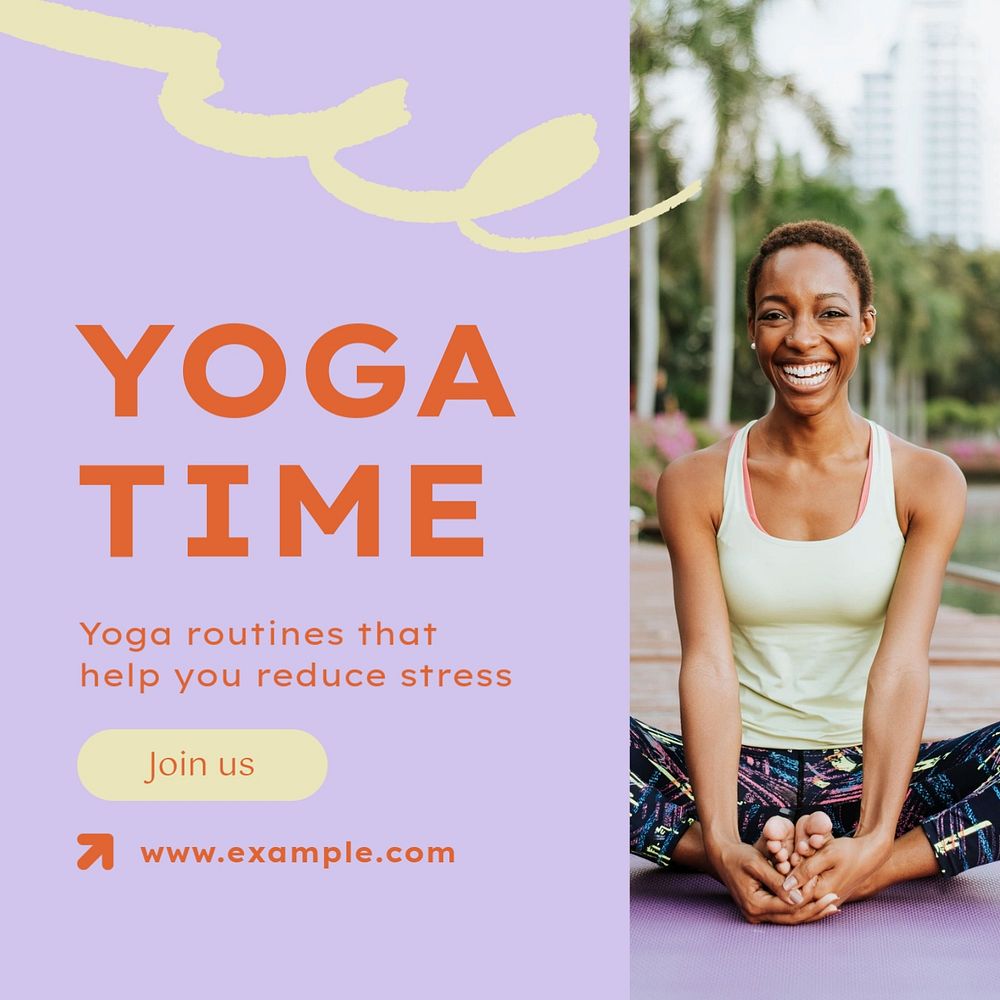 Yoga Instagram post template, editable text