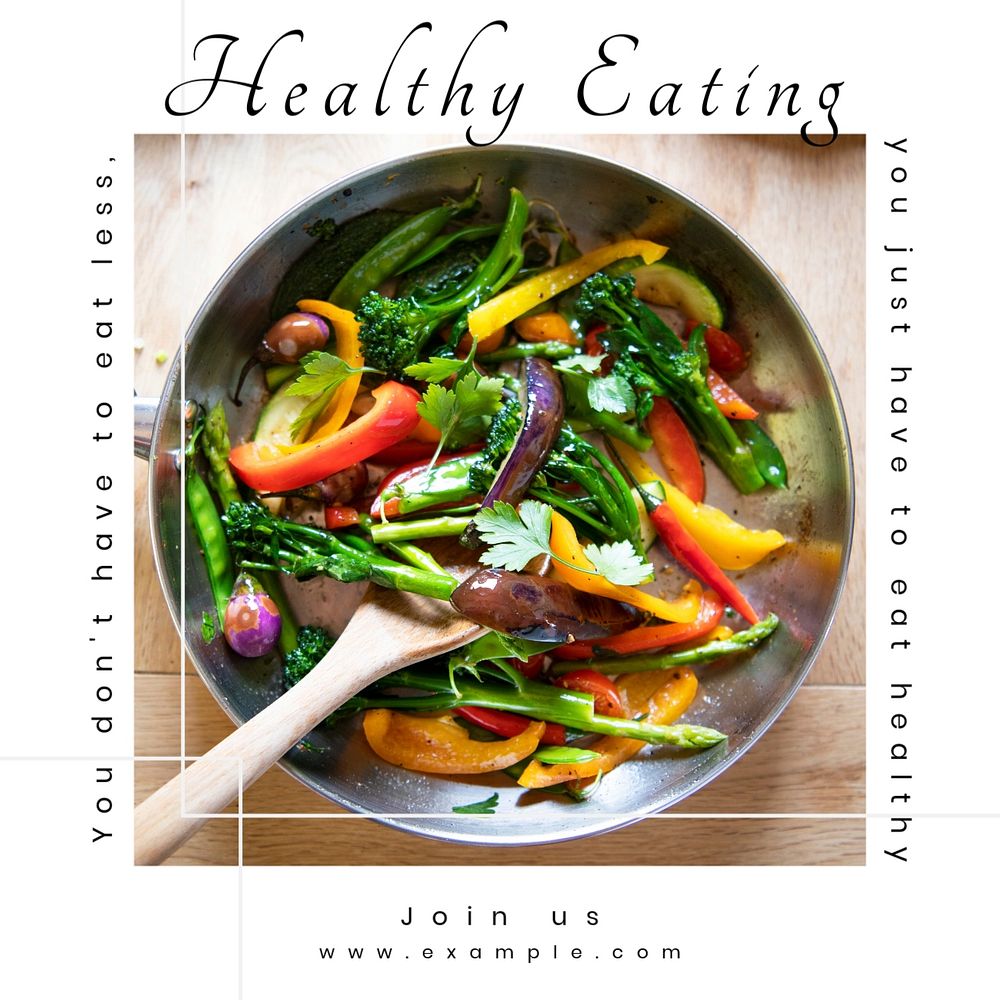 Healthy eating Instagram post template, editable text