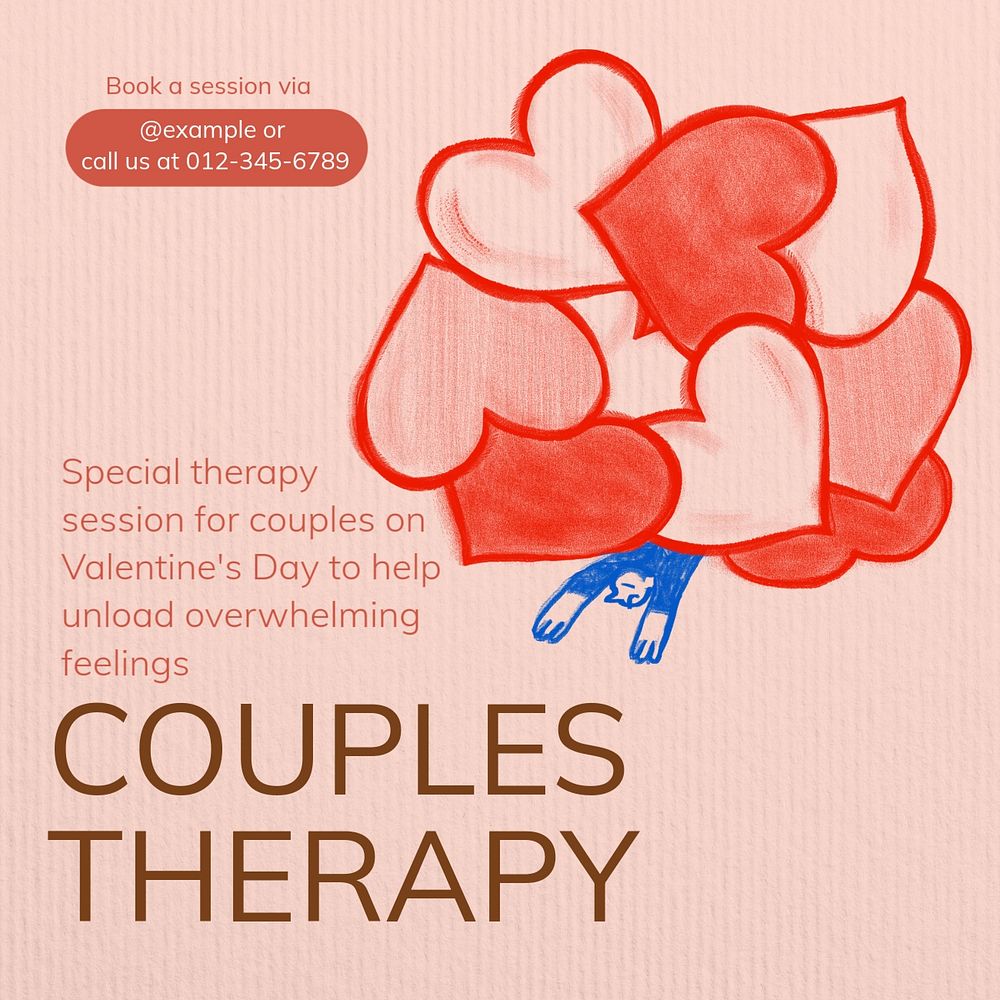 Couples therapy session Instagram post template, editable text