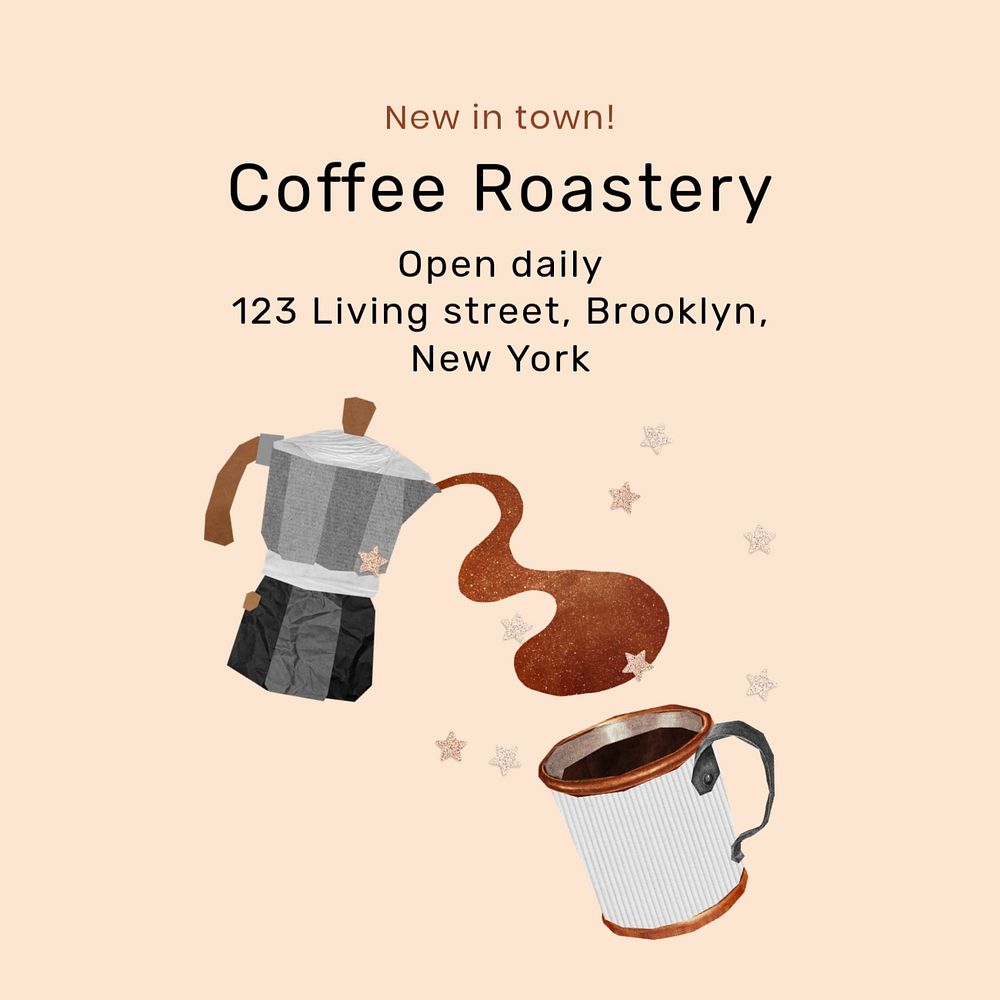 Coffee roastery Instagram post template, editable text