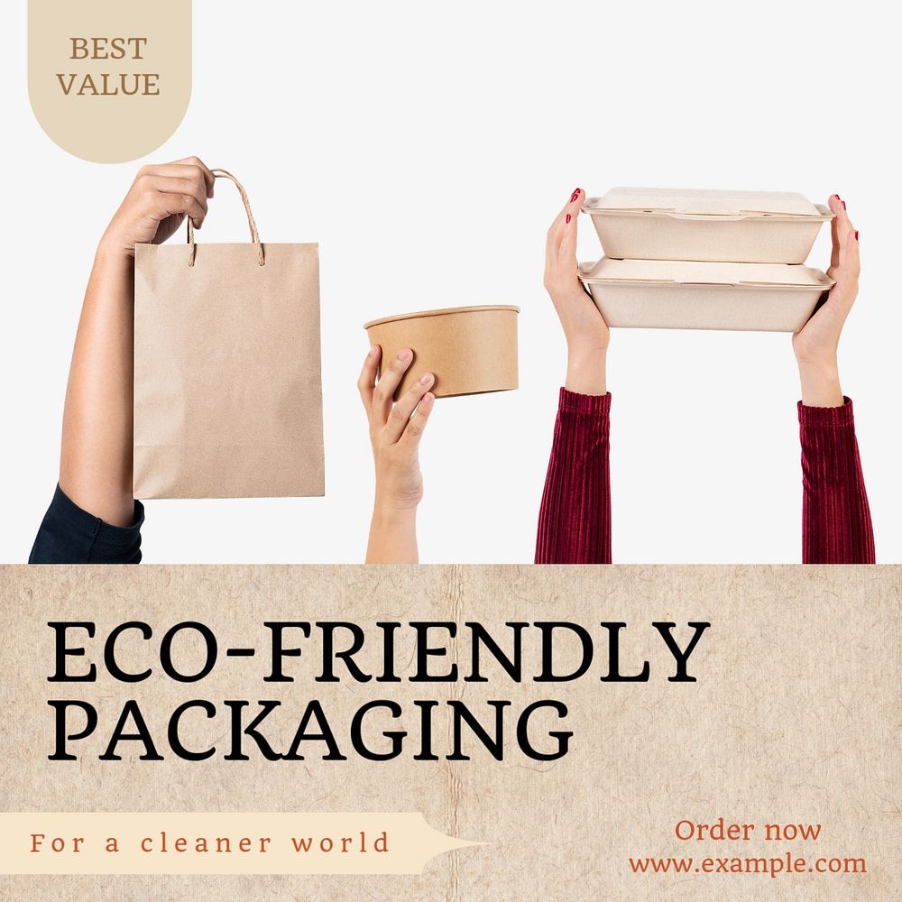 Eco-friendly packaging Instagram post template, editable text