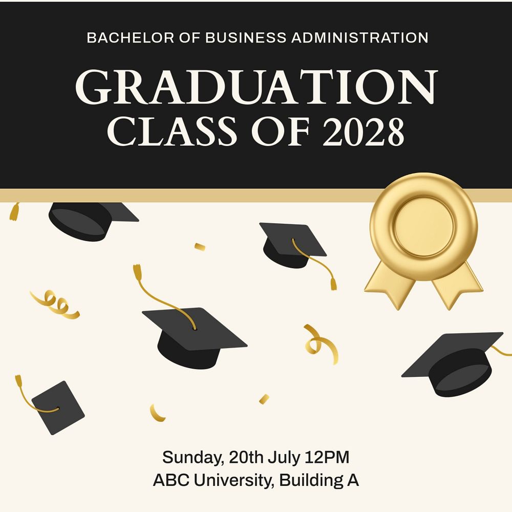 Graduation Instagram post template, editable text