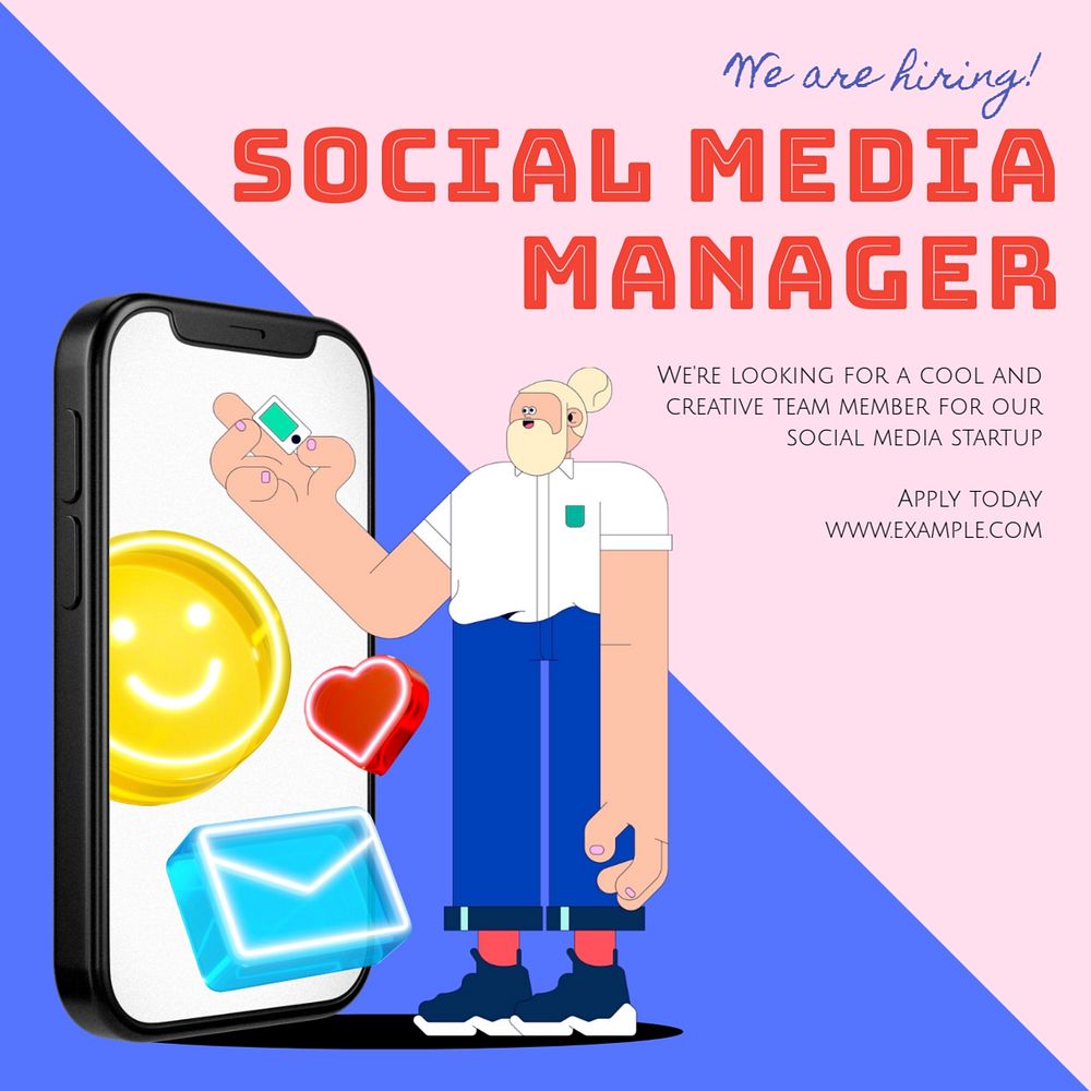 Social Media Manager Instagram post template, editable text