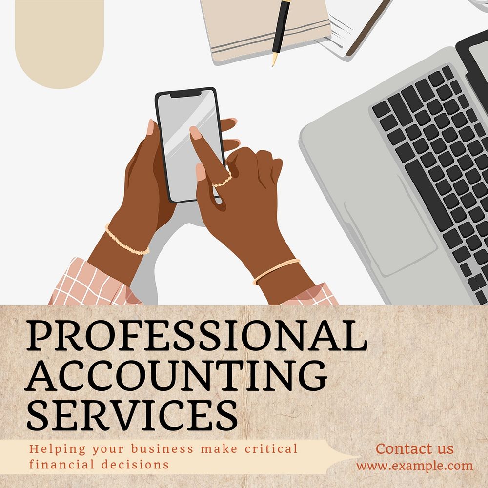 Professional accounting services Instagram post template, editable text