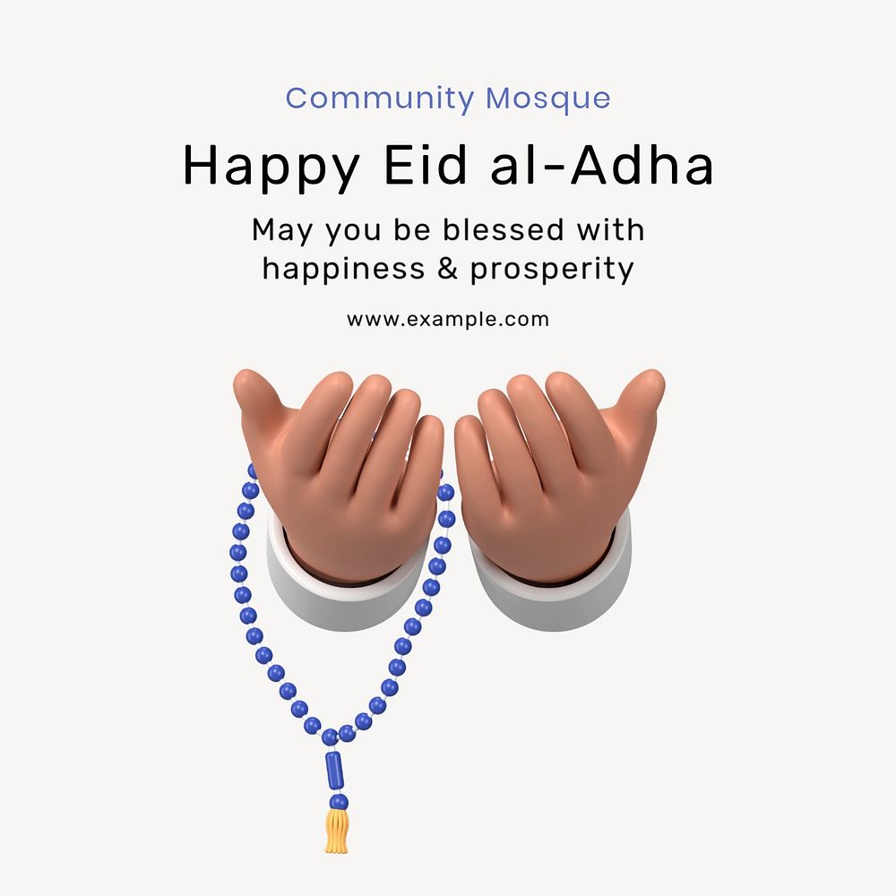 Happy Eid al-Adha Instagram post template, editable text