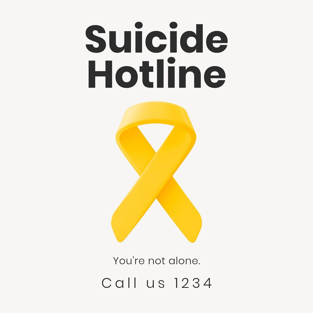 Suicide hotline Instagram post template, editable text