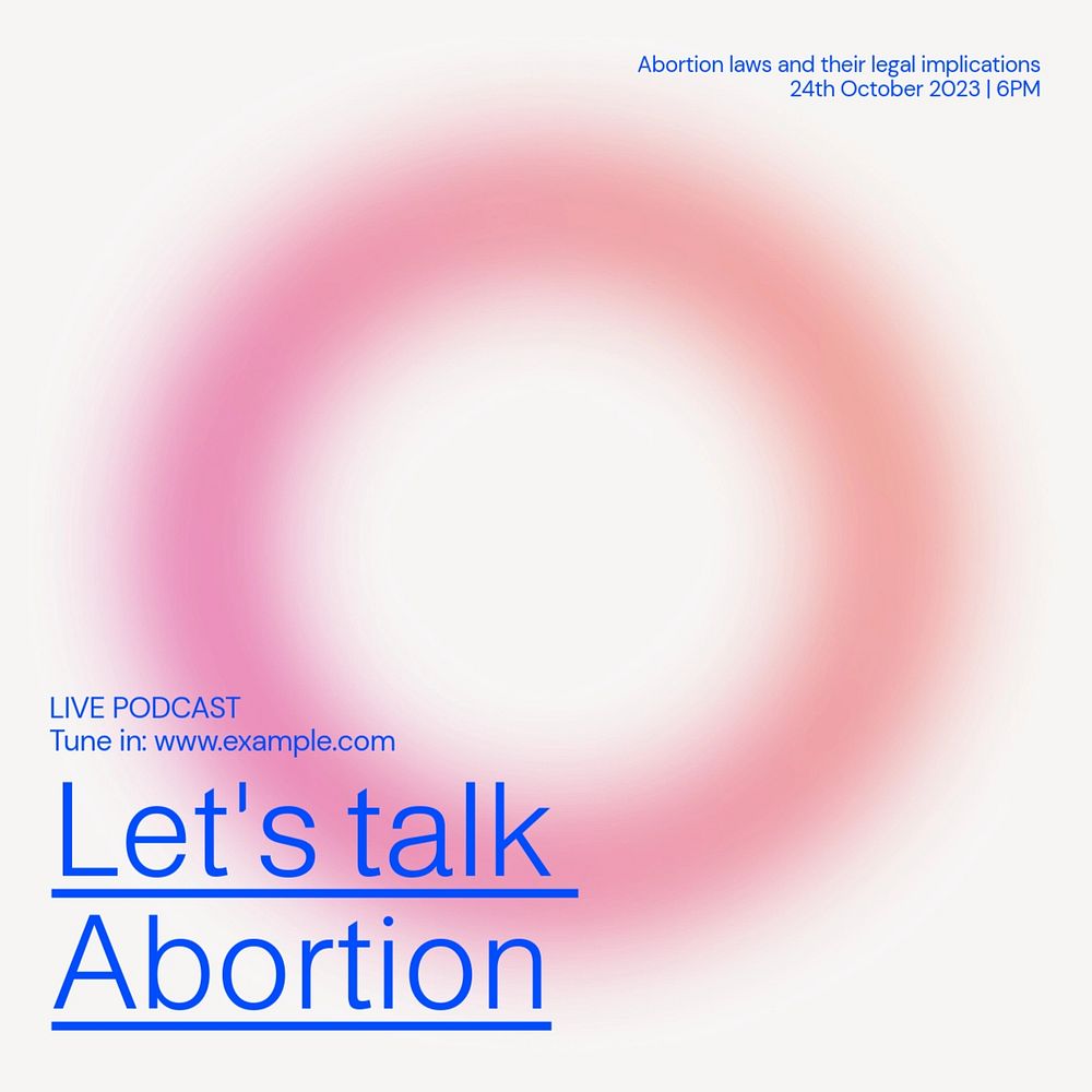 Abortion podcast Instagram post template, editable text