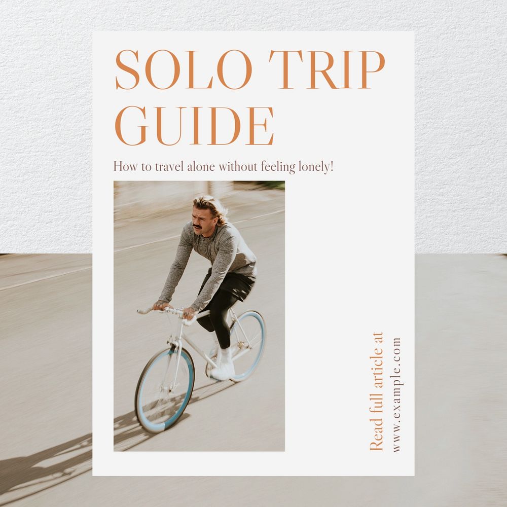 Solo trip  Instagram post template, editable text