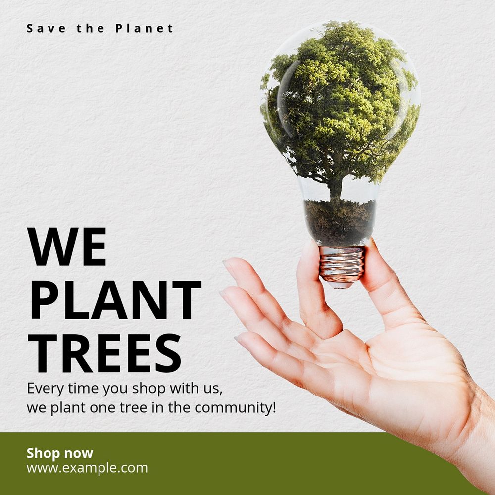 Plant a tree Instagram post template, editable text