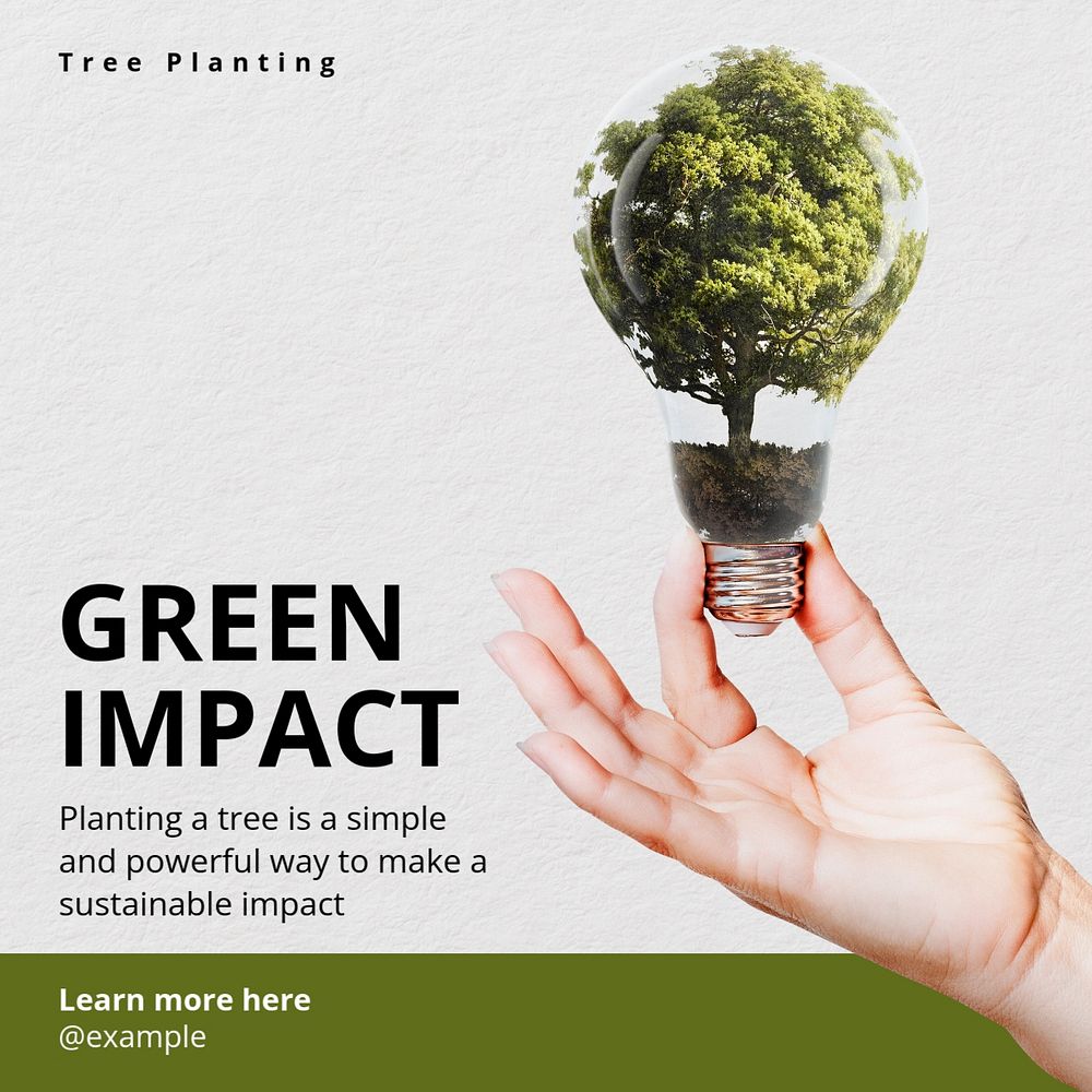 Green impact Instagram post template, editable text