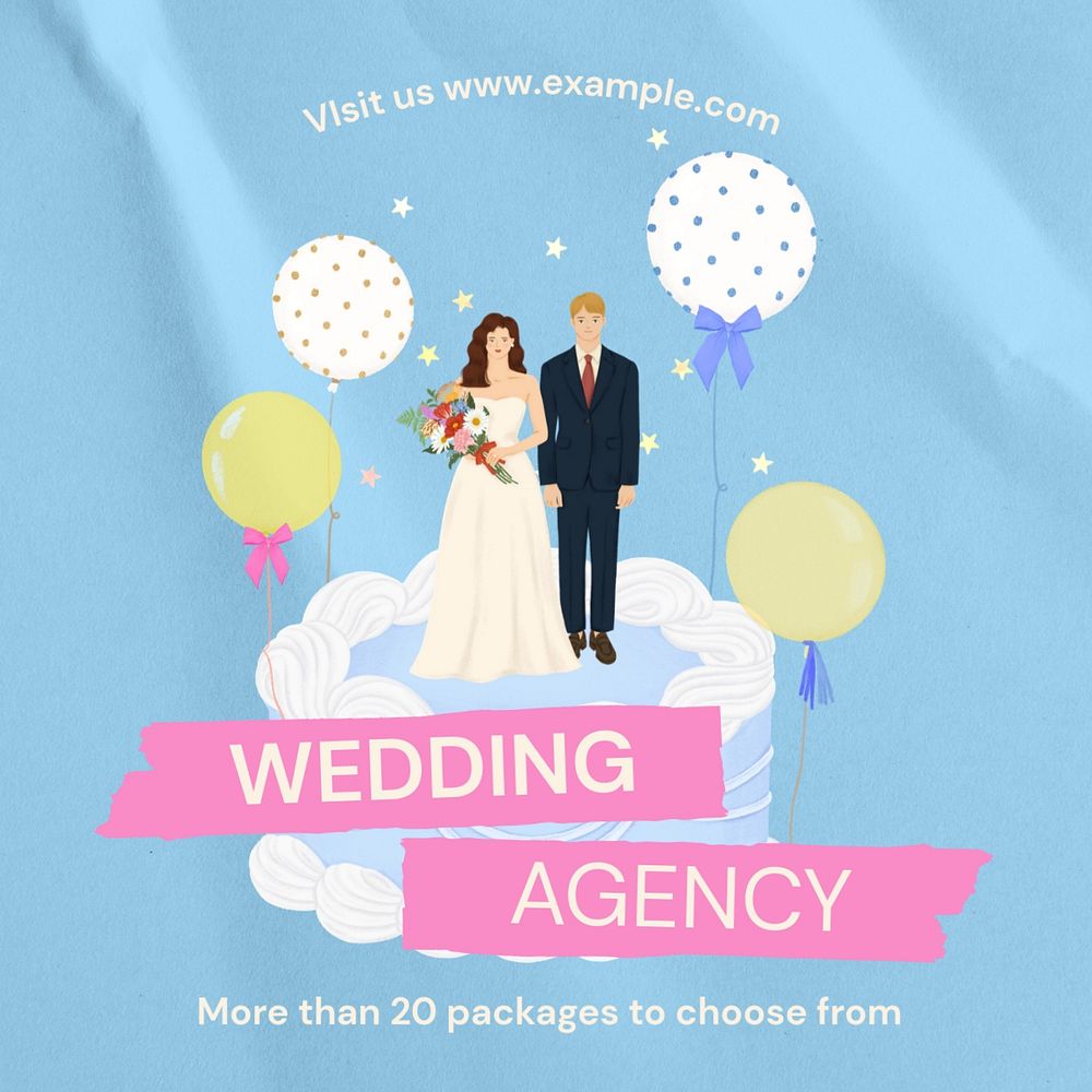 Wedding agency Instagram post template, editable text