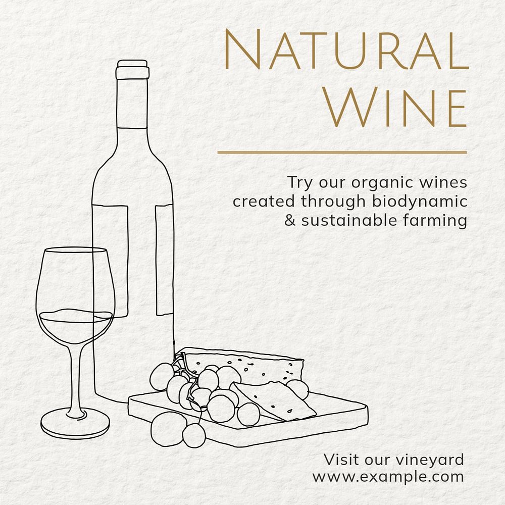 Natural wine Instagram post template, editable text