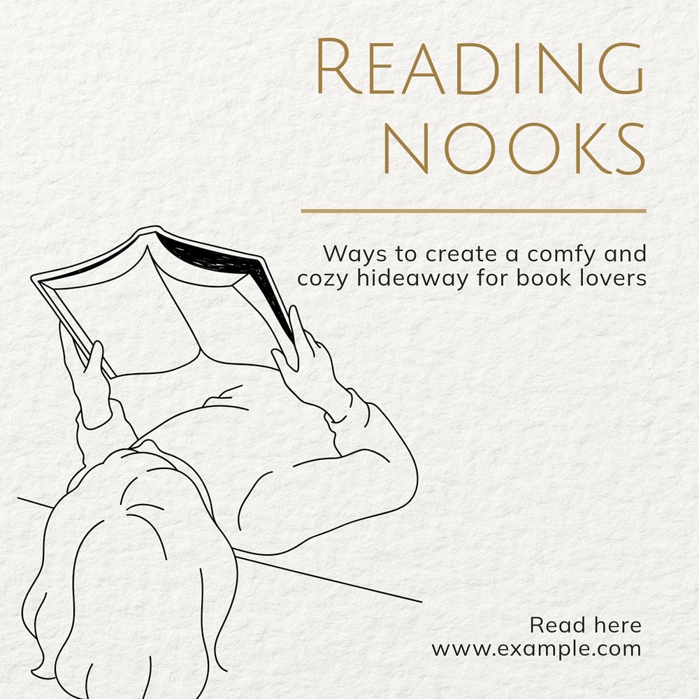 Reading nooks Instagram post template, editable text