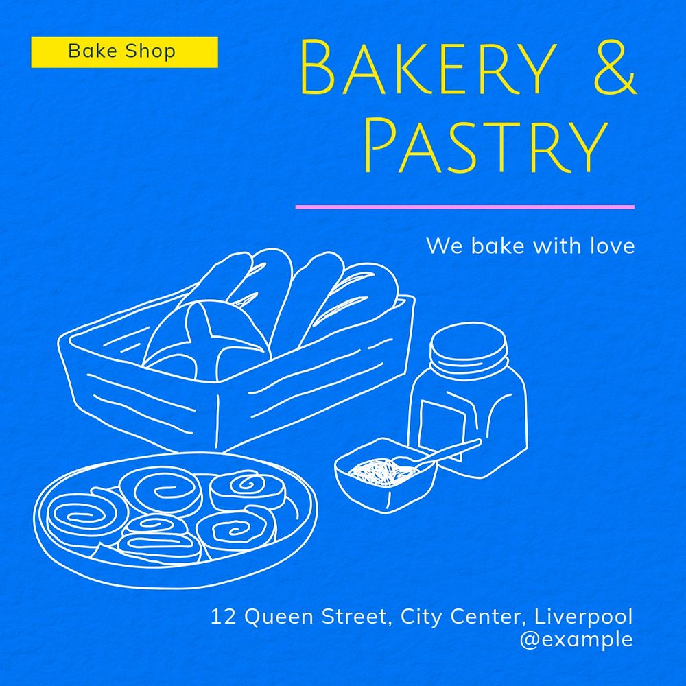 Bakery & pastry Instagram post template, editable text