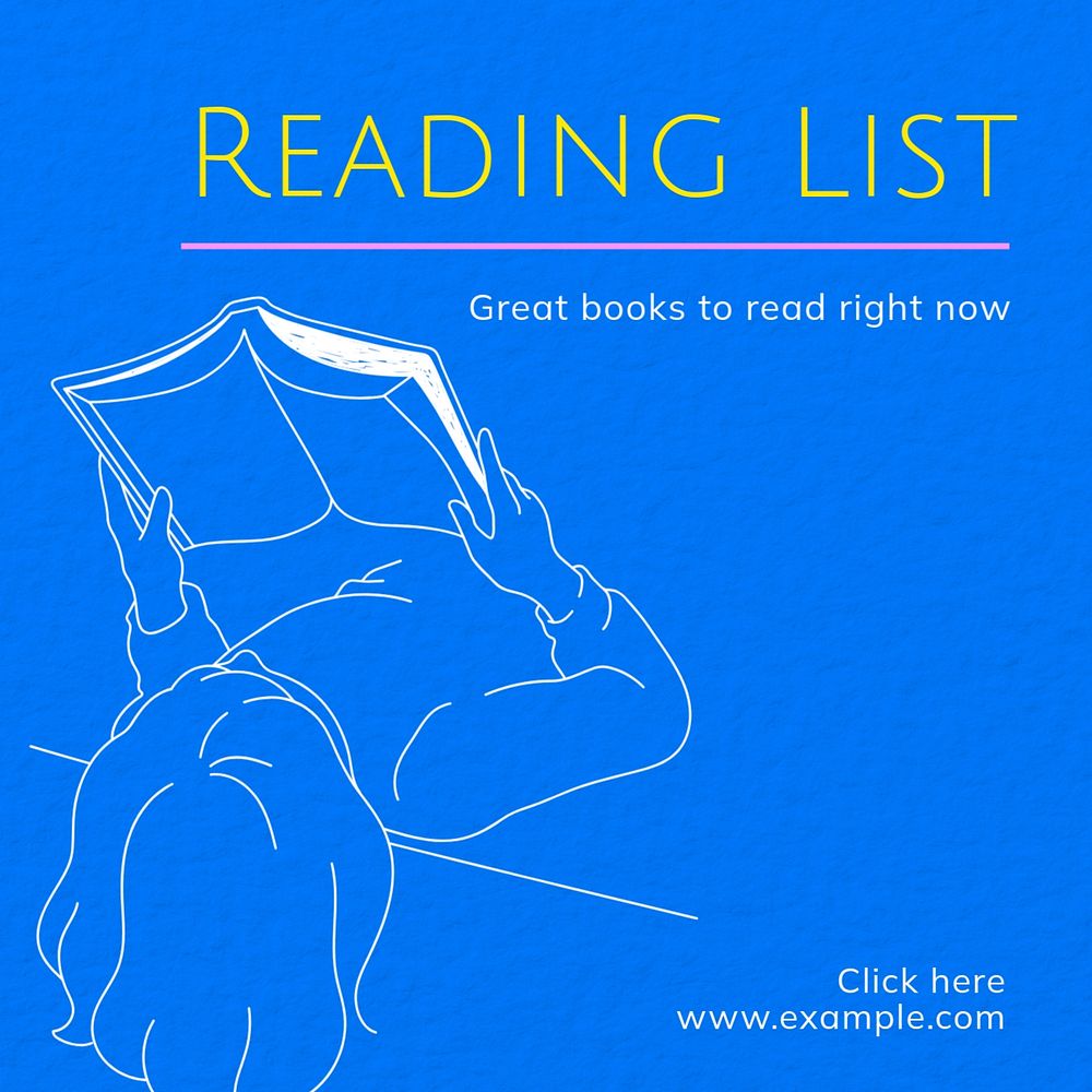 Reading list Instagram post template, editable text