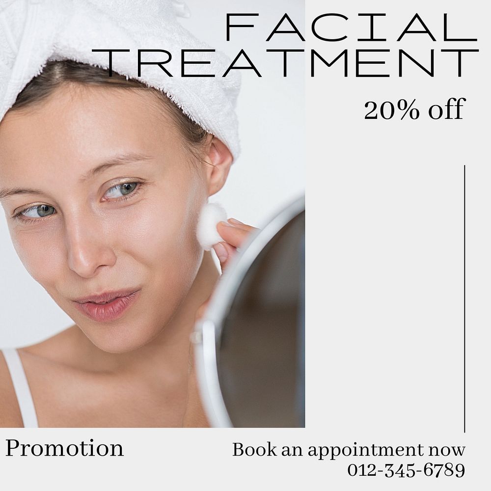 Facial treatment Instagram post template, editable text