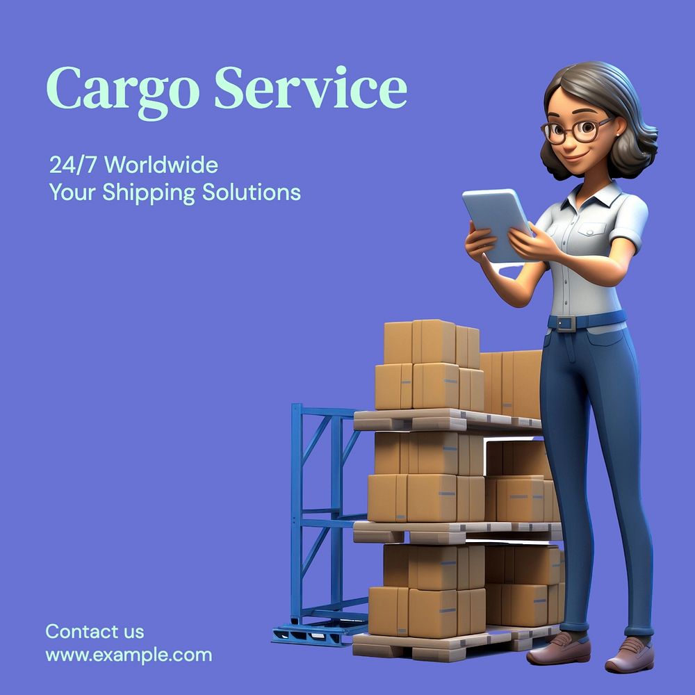 Cargo service Instagram post template, editable text