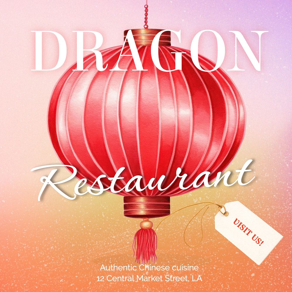 Chinese restaurant Instagram post template, editable text