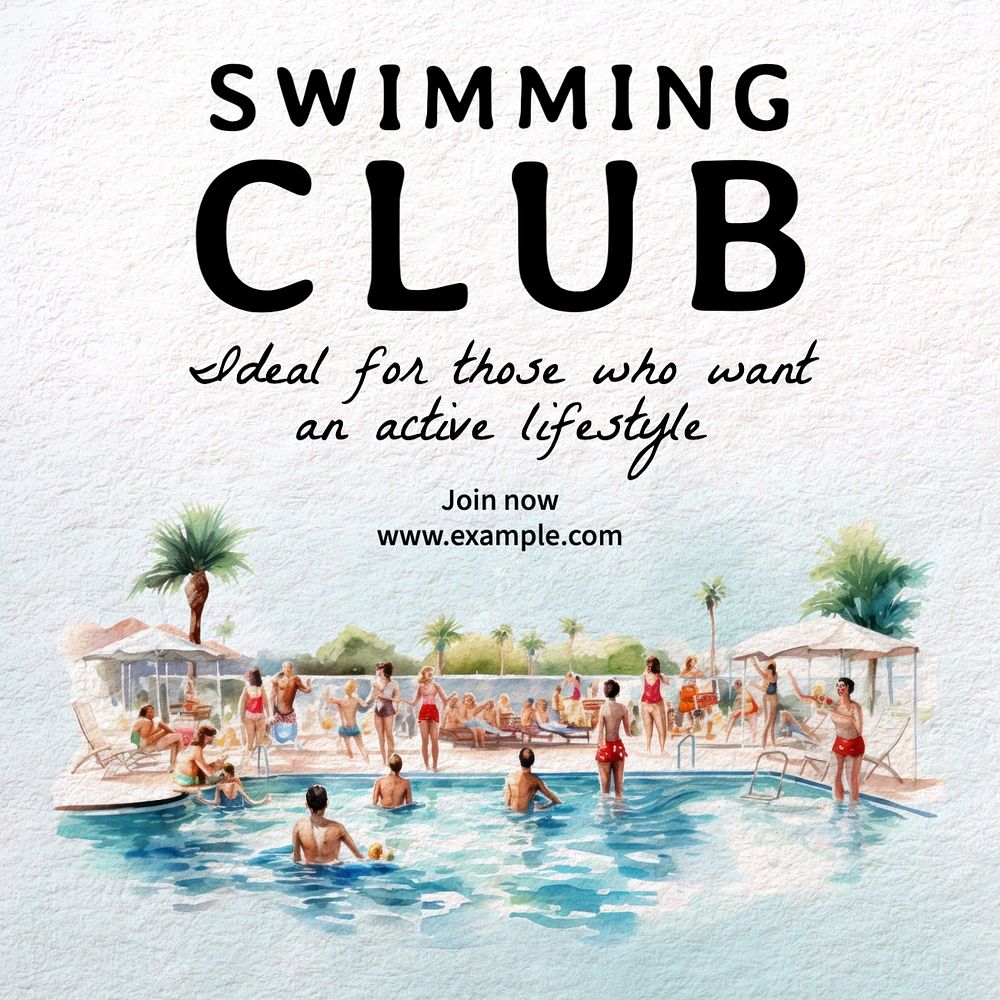 Swimming club Instagram post template