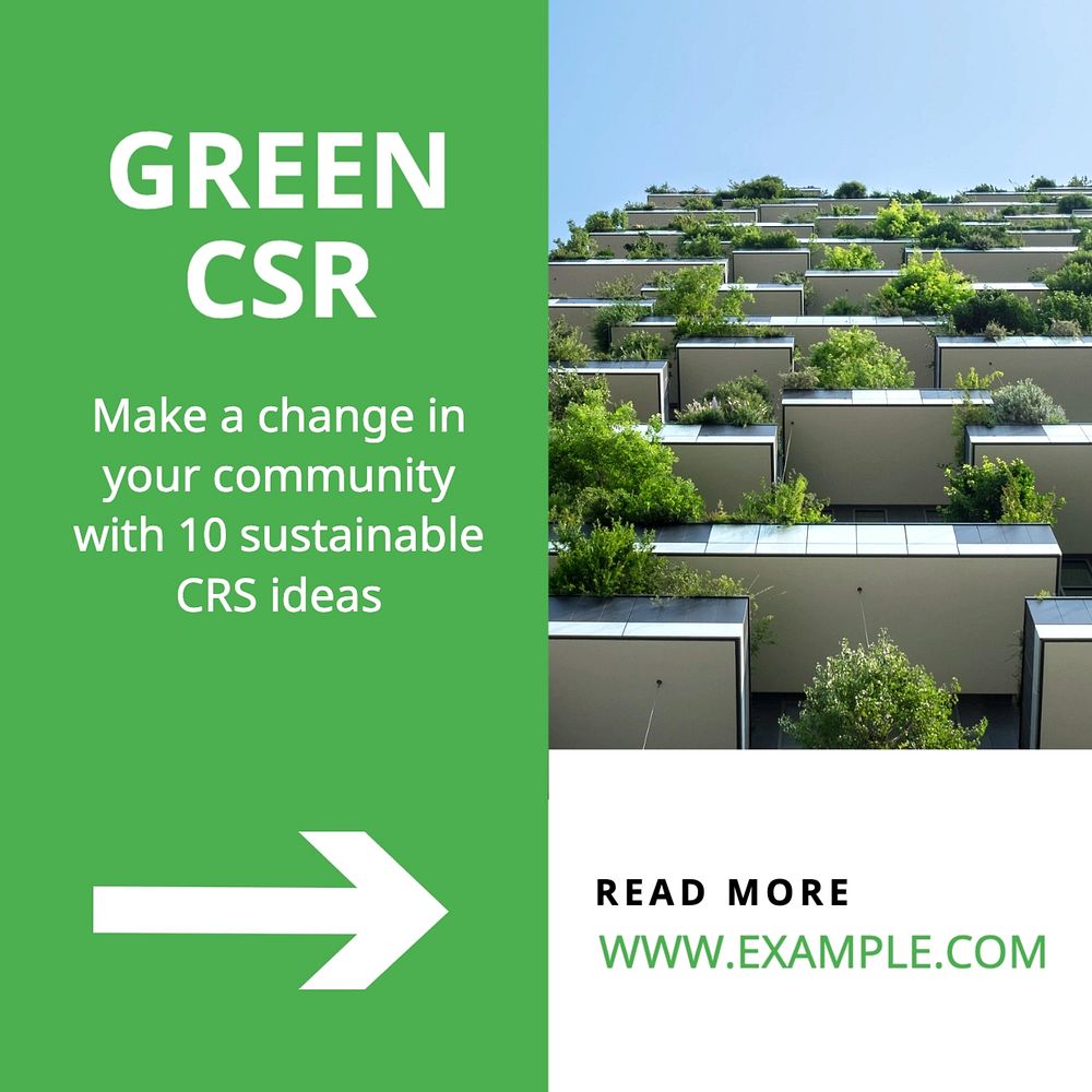 Green CSR Facebook post template, editable design