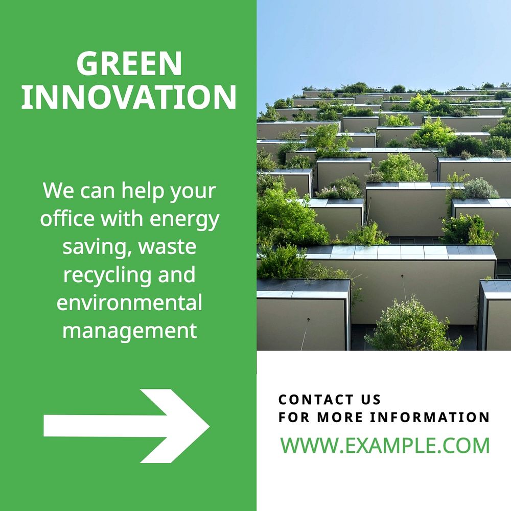 Green innovation Facebook post template, editable design