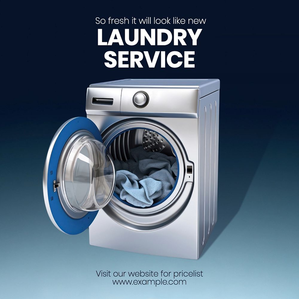 Laundry service Facebook post template, editable design