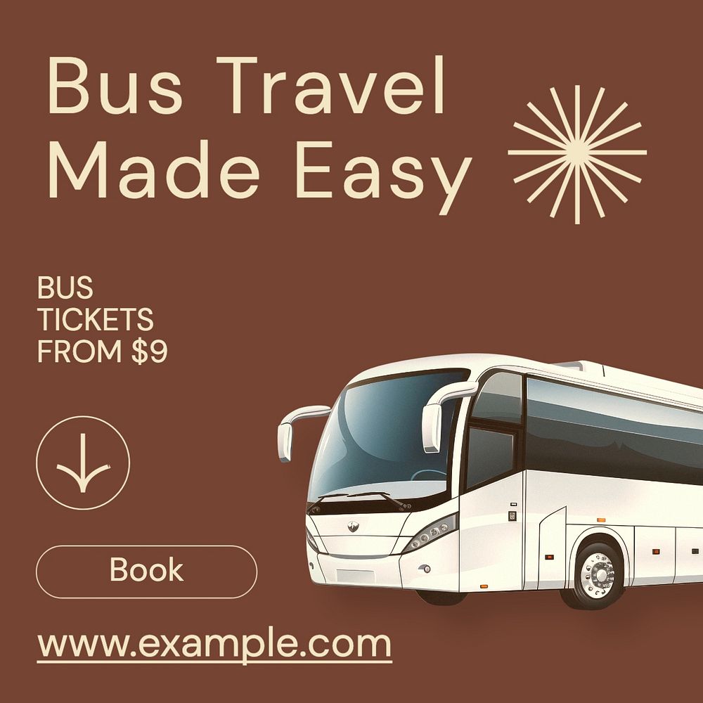 Bus tickets Facebook post template, editable design