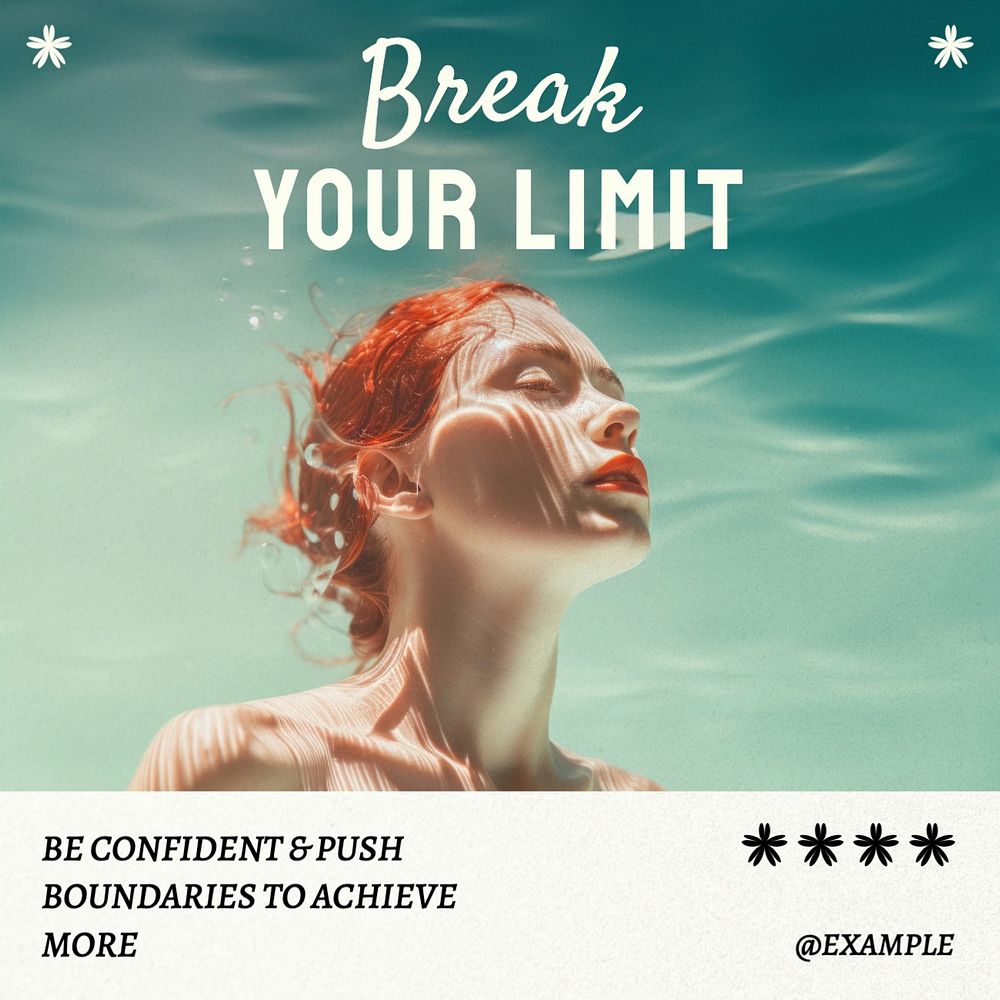 Break your limit Instagram post template, editable text