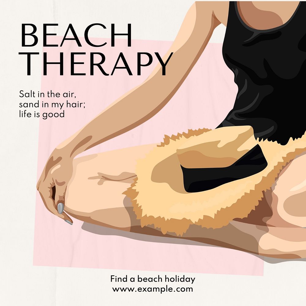 Beach therapy Instagram post template, editable text