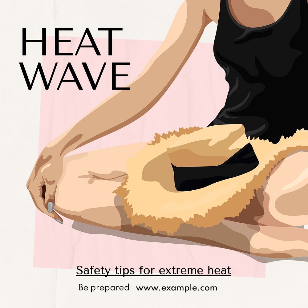 Heat wave Instagram post template, editable text