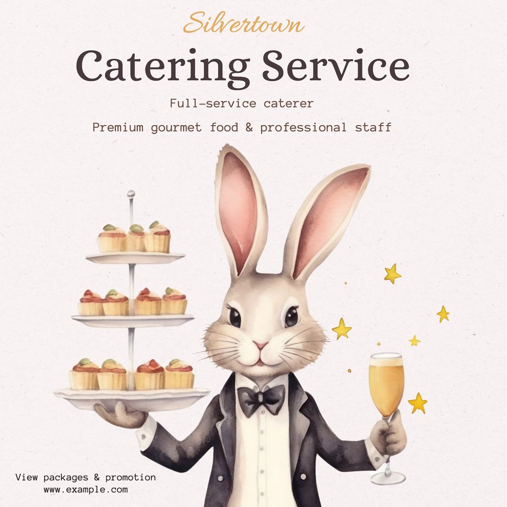 Catering service Instagram post template, editable text