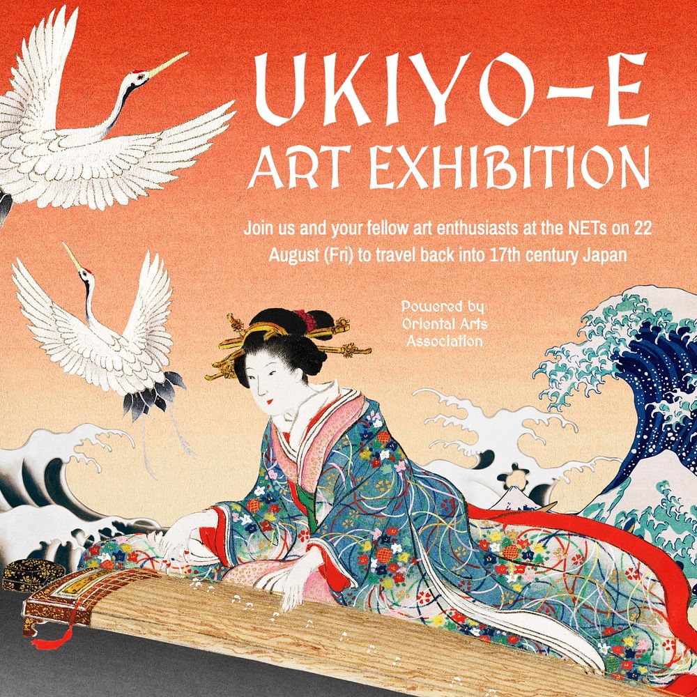 Ukiyoe art exhibition Instagram post template