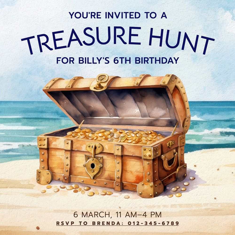 Treasure hunt party Instagram post template