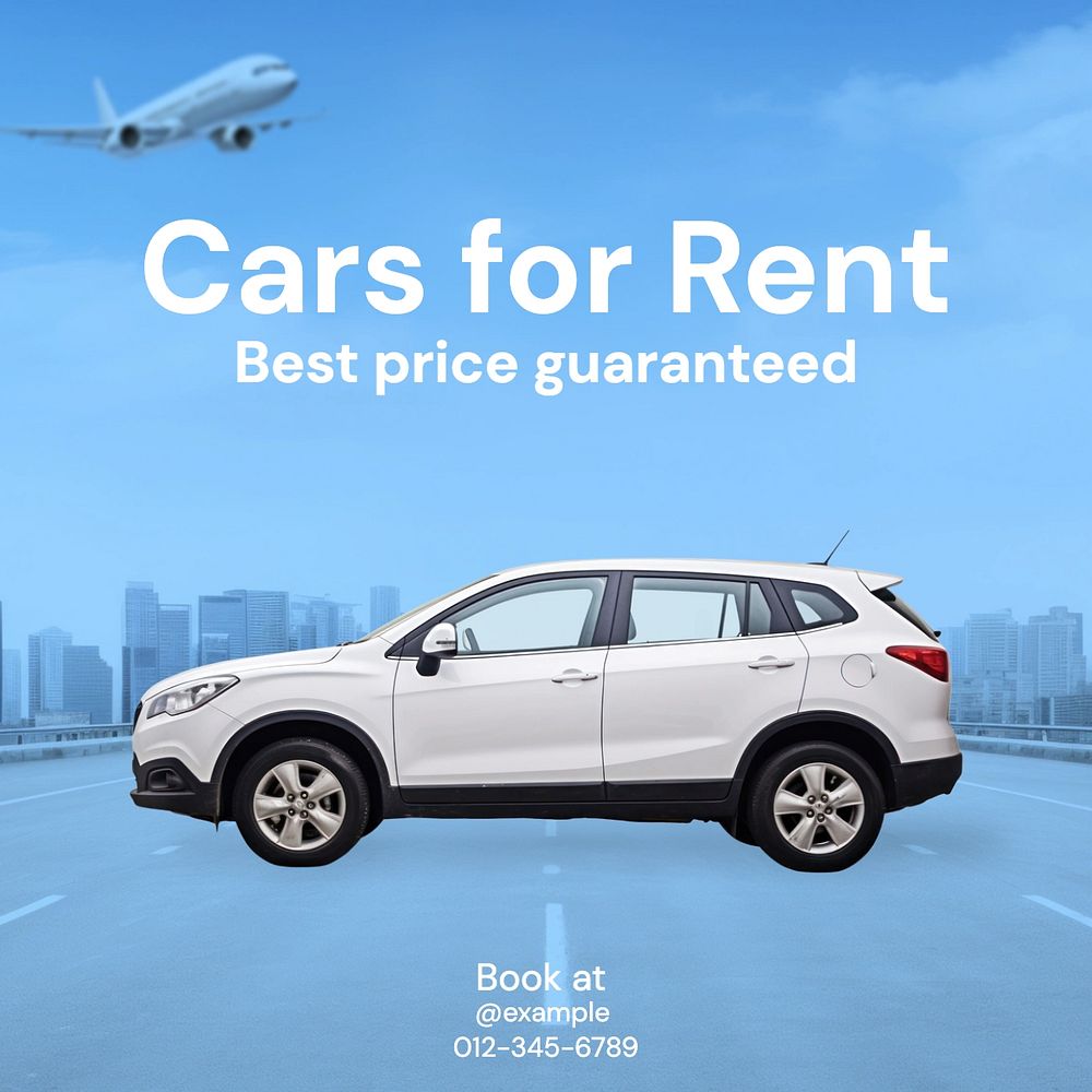 Car for rent Facebook post template, editable design