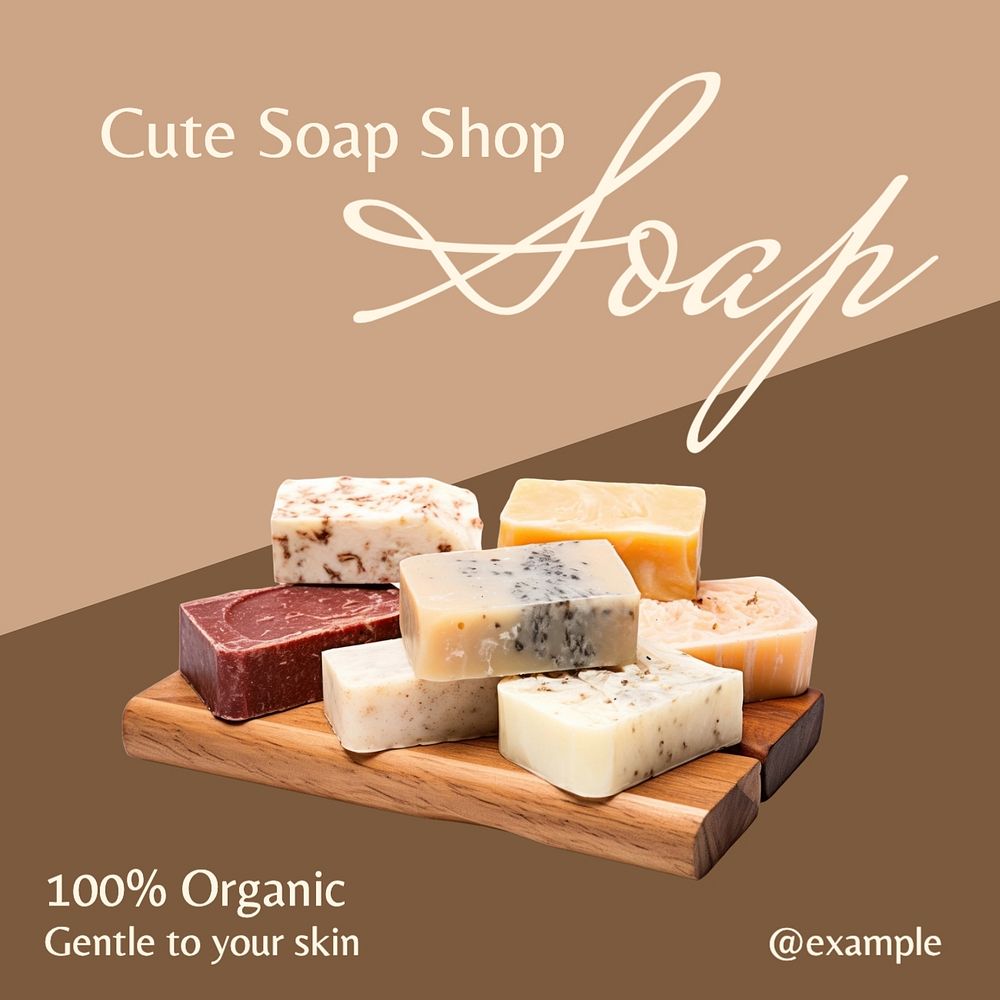 Organic soap product Instagram post template, editable text