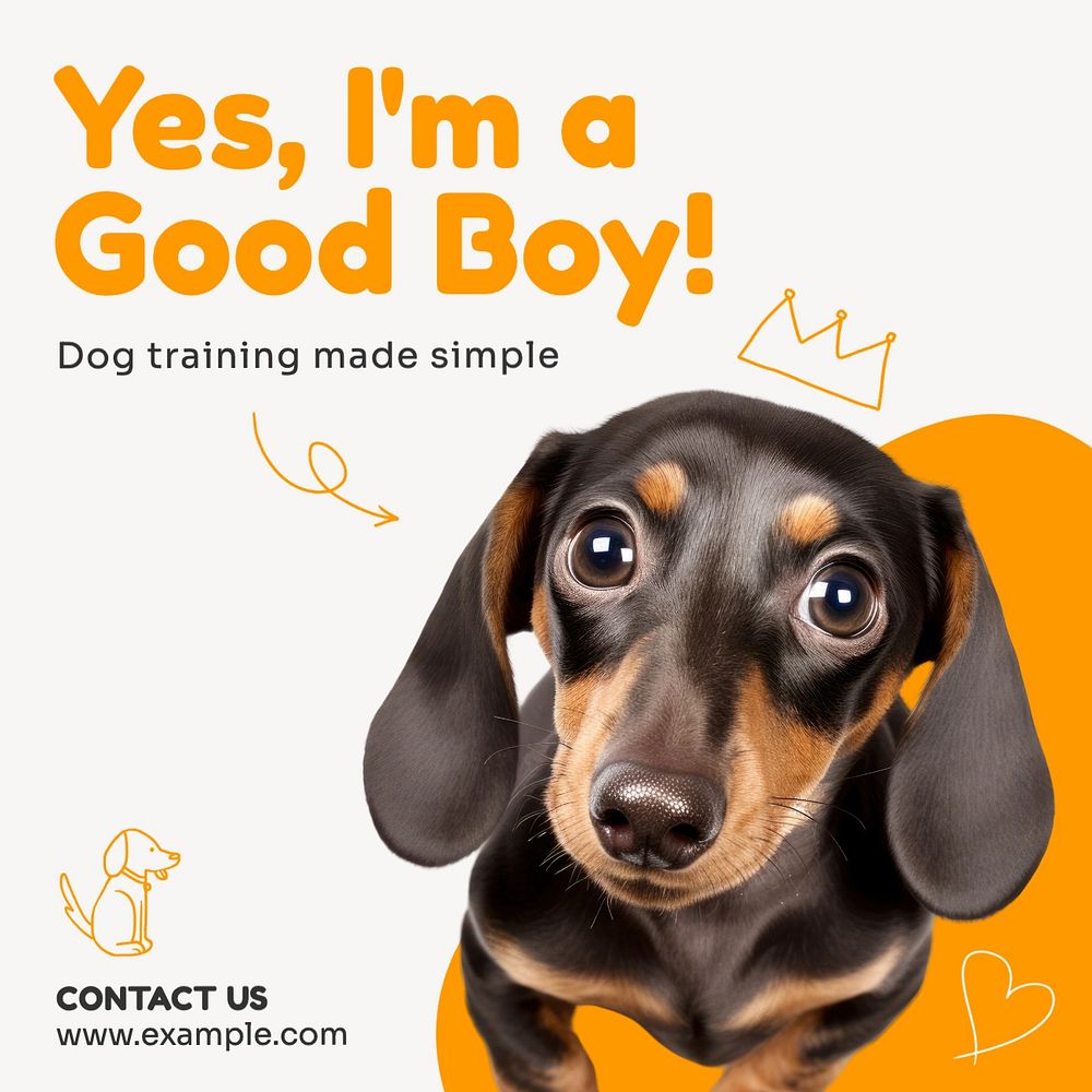 Dog training Instagram post template, editable text