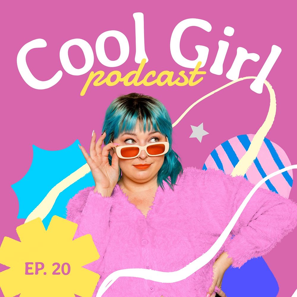 Cool girl podcast cover template