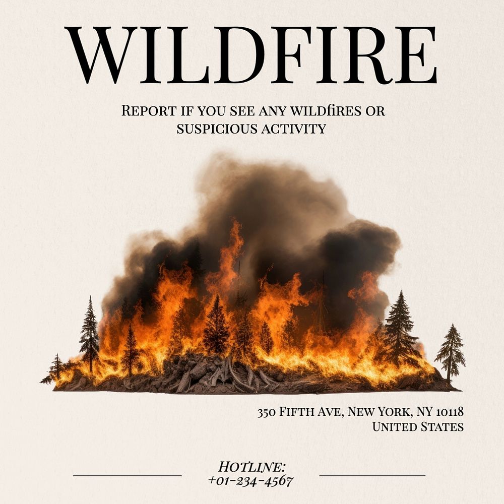 Forest fire global warming Instagram post template